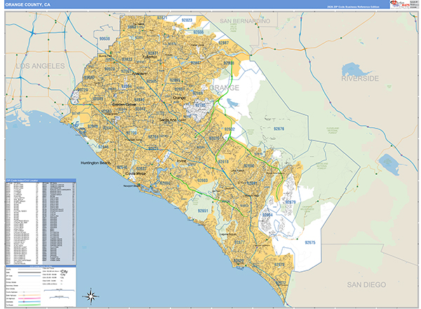 Orange County Metro Area Wall Map